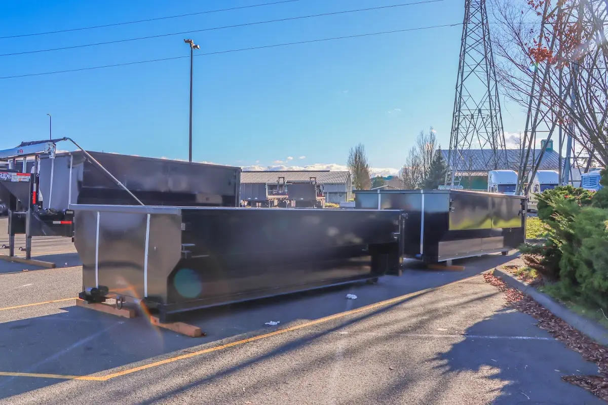 Roll-off dumpster ready for waste disposal at job site for Concrete Dumpster Rental in Boiling Springs